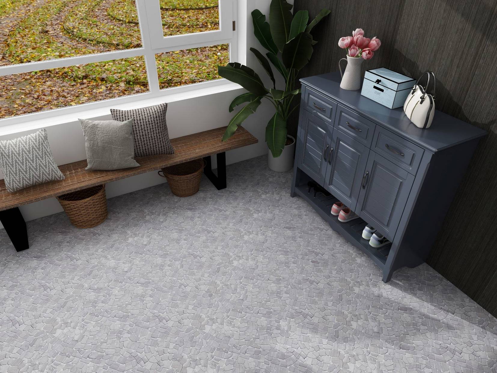 Beige Limestone Matte Mini Opus Interlocking  | Tile Masters