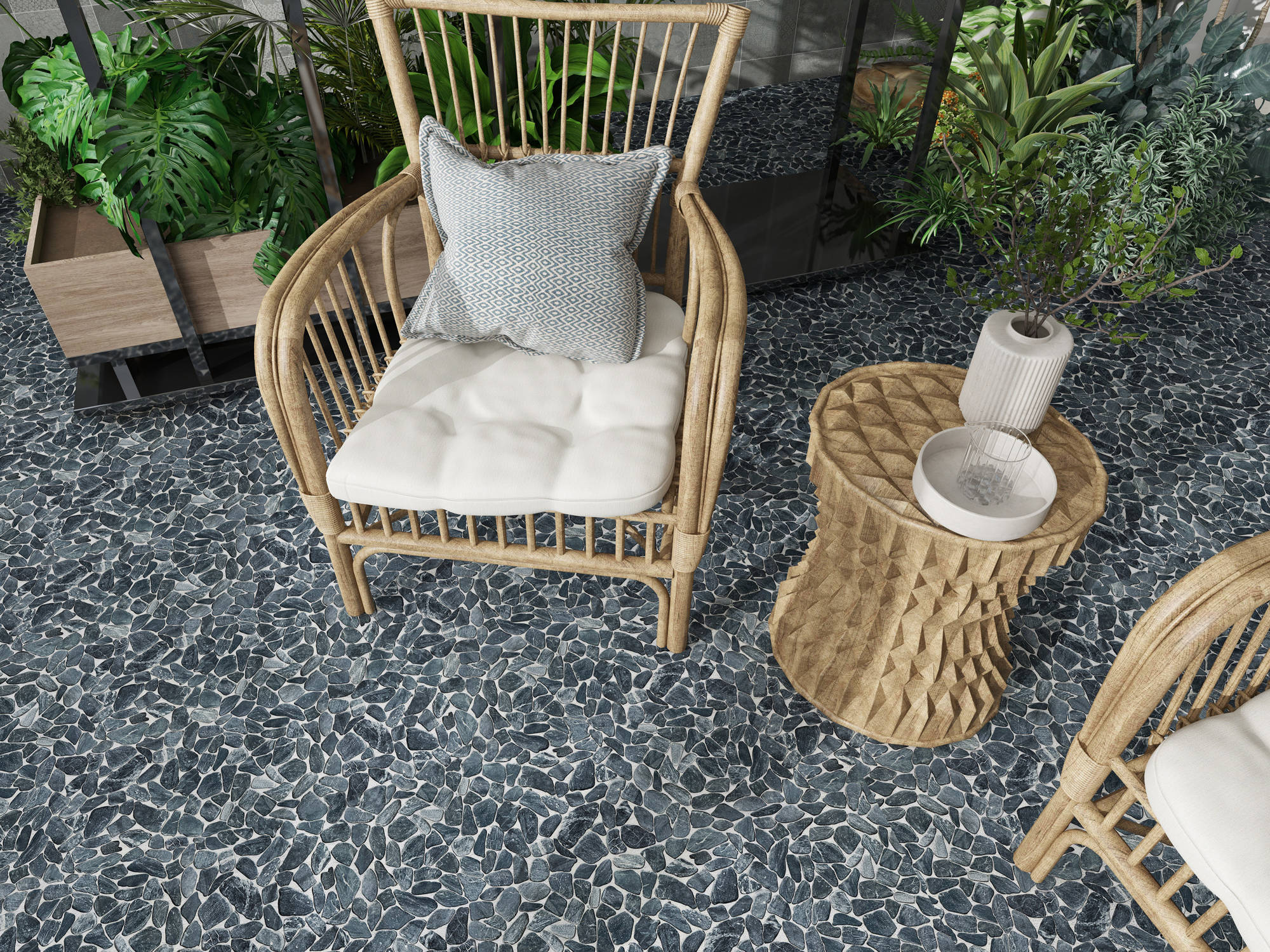 Mini Opus Matte Grey Mix Marble Stone Interlocking | Tile Masters