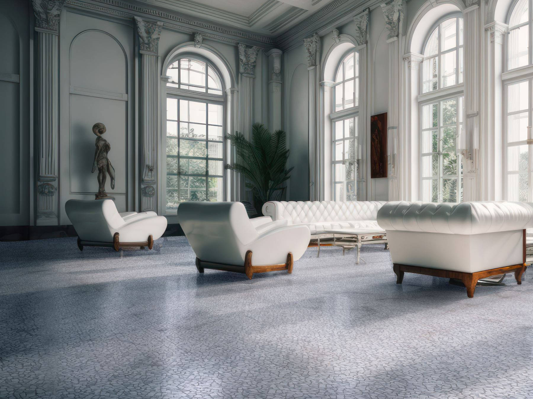 Mini Opus Matte White Grey Marble Stone Interlocking 2 | Tile Masters