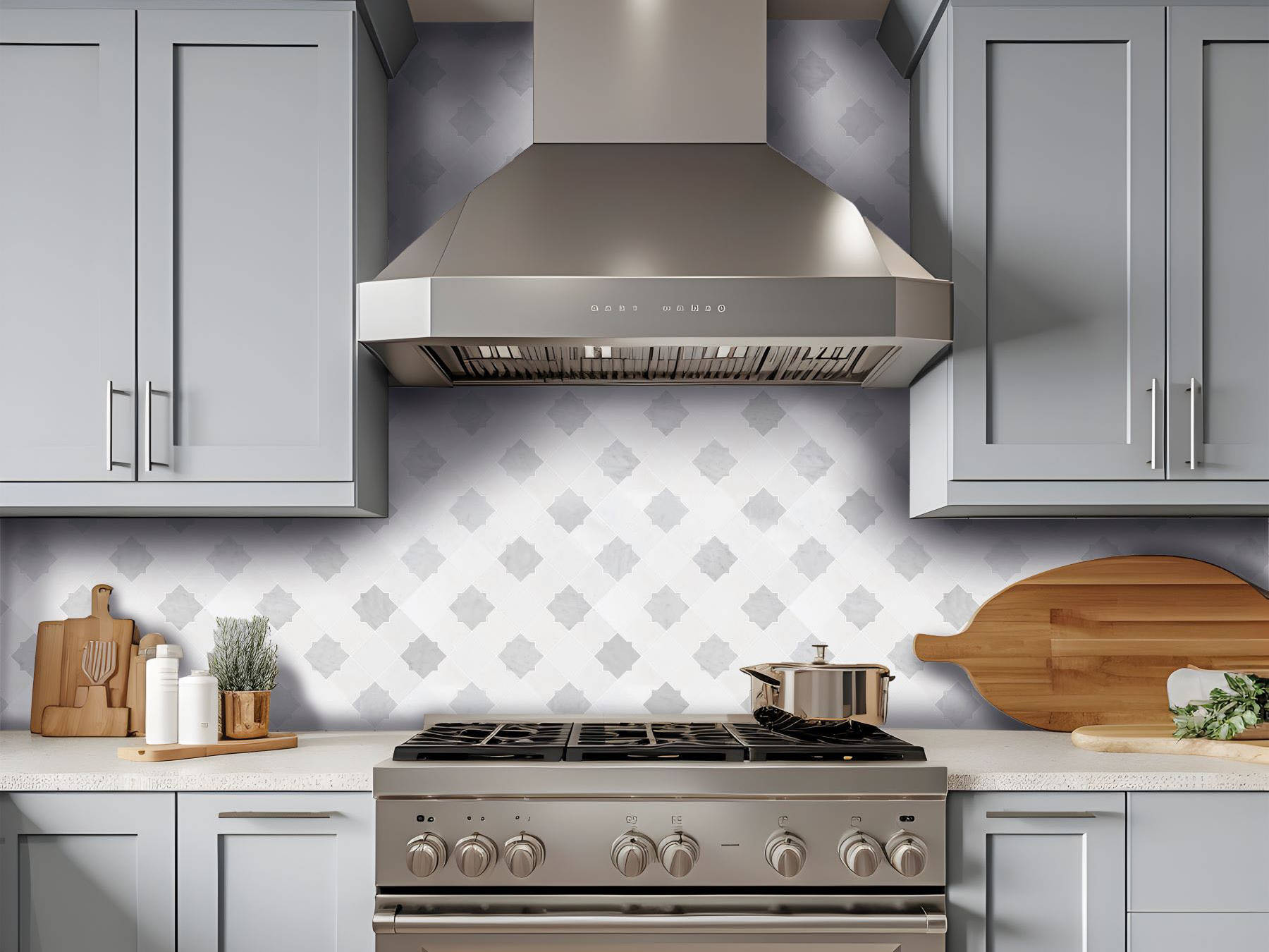 Star & Square White & Grey Mix Marble 2 | Tile Masters