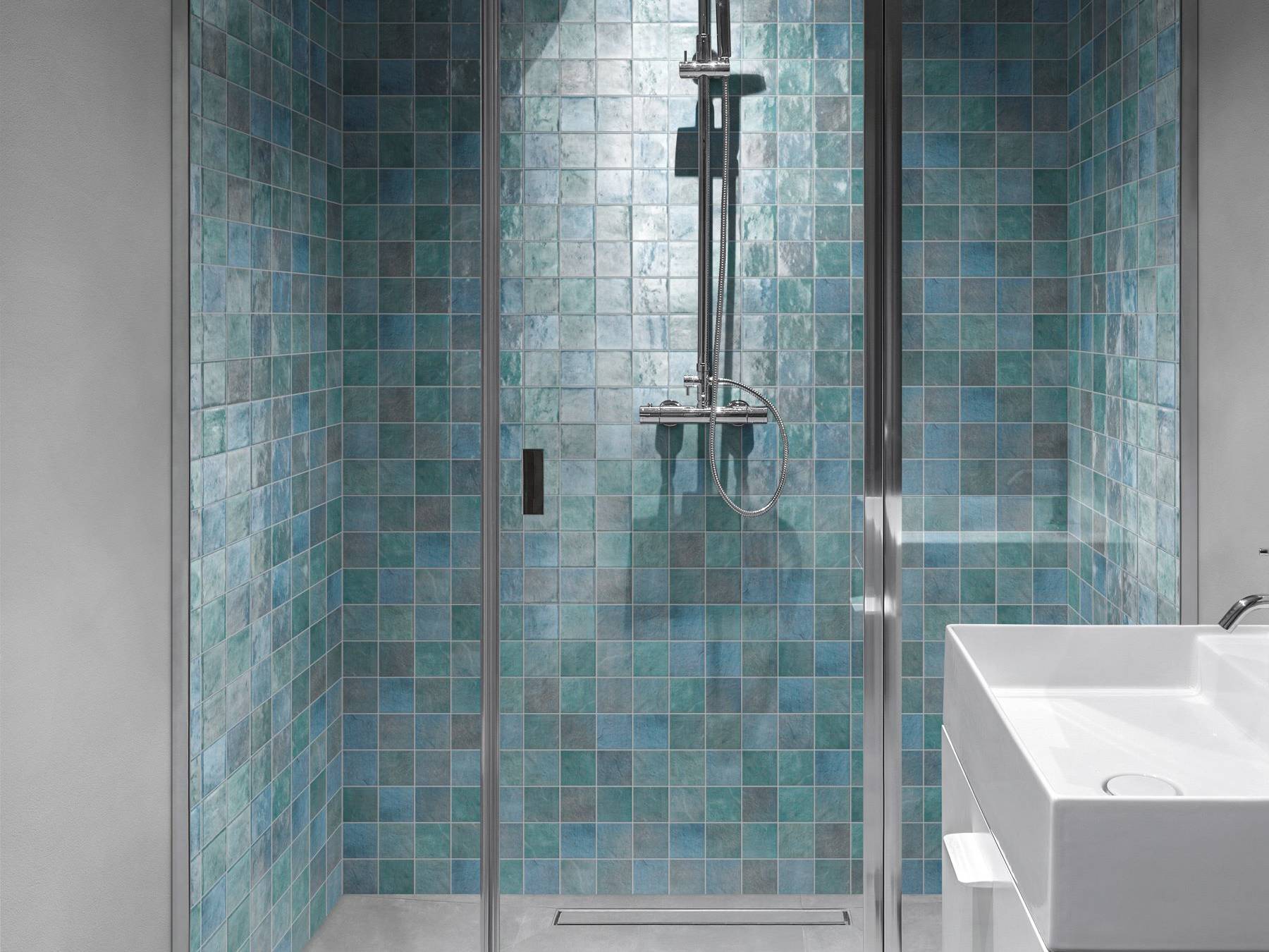 Zellige Glazed Ceramic Soft Blue Mix 3 | Tile Masters