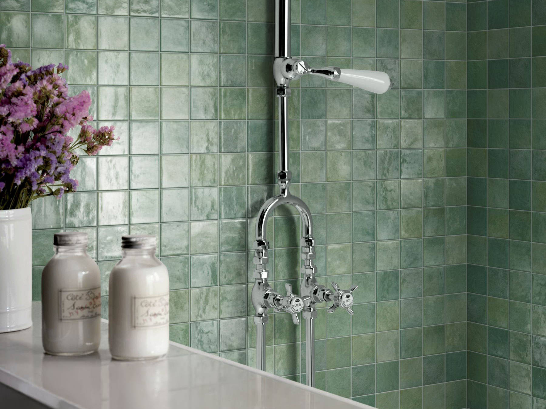 Zellige Glazed Ceramic Soft Green Mix 3 | Tile Masters