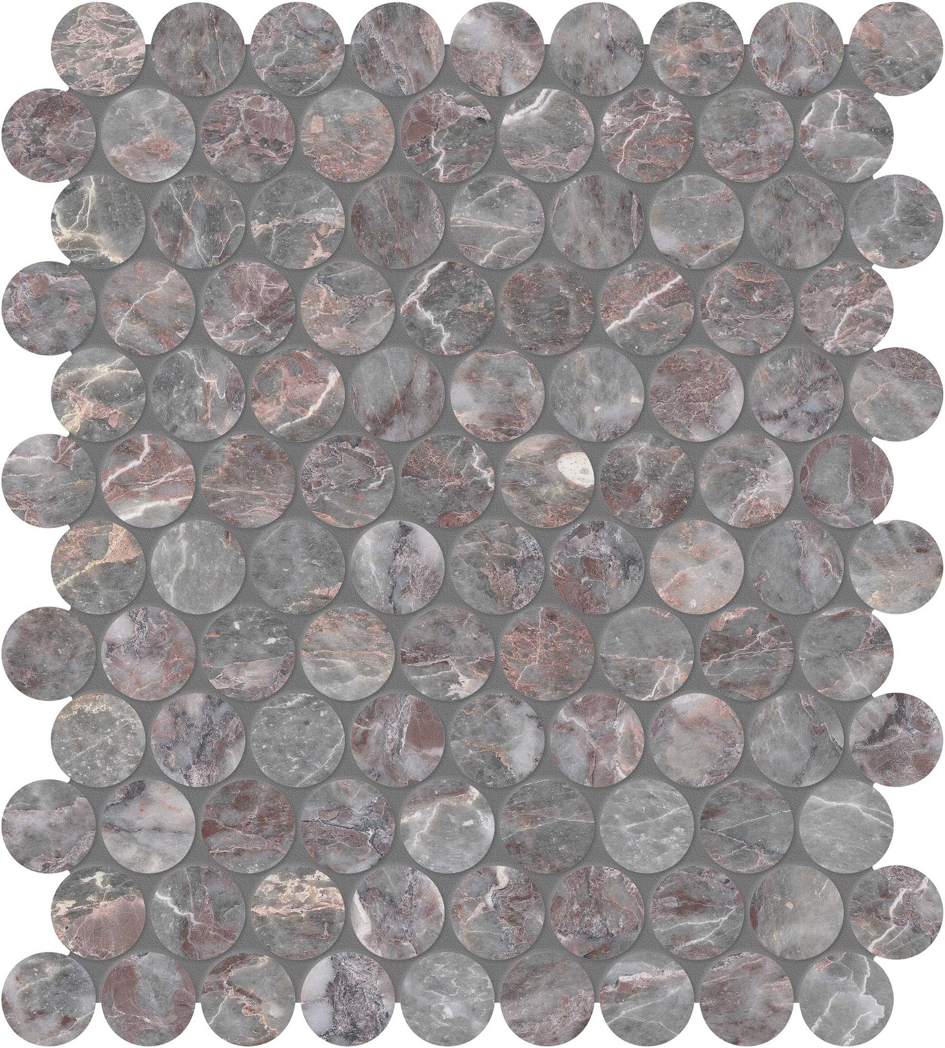 Sereno Burgundy 1.25 Penny Round Mosaic | Tile Masters