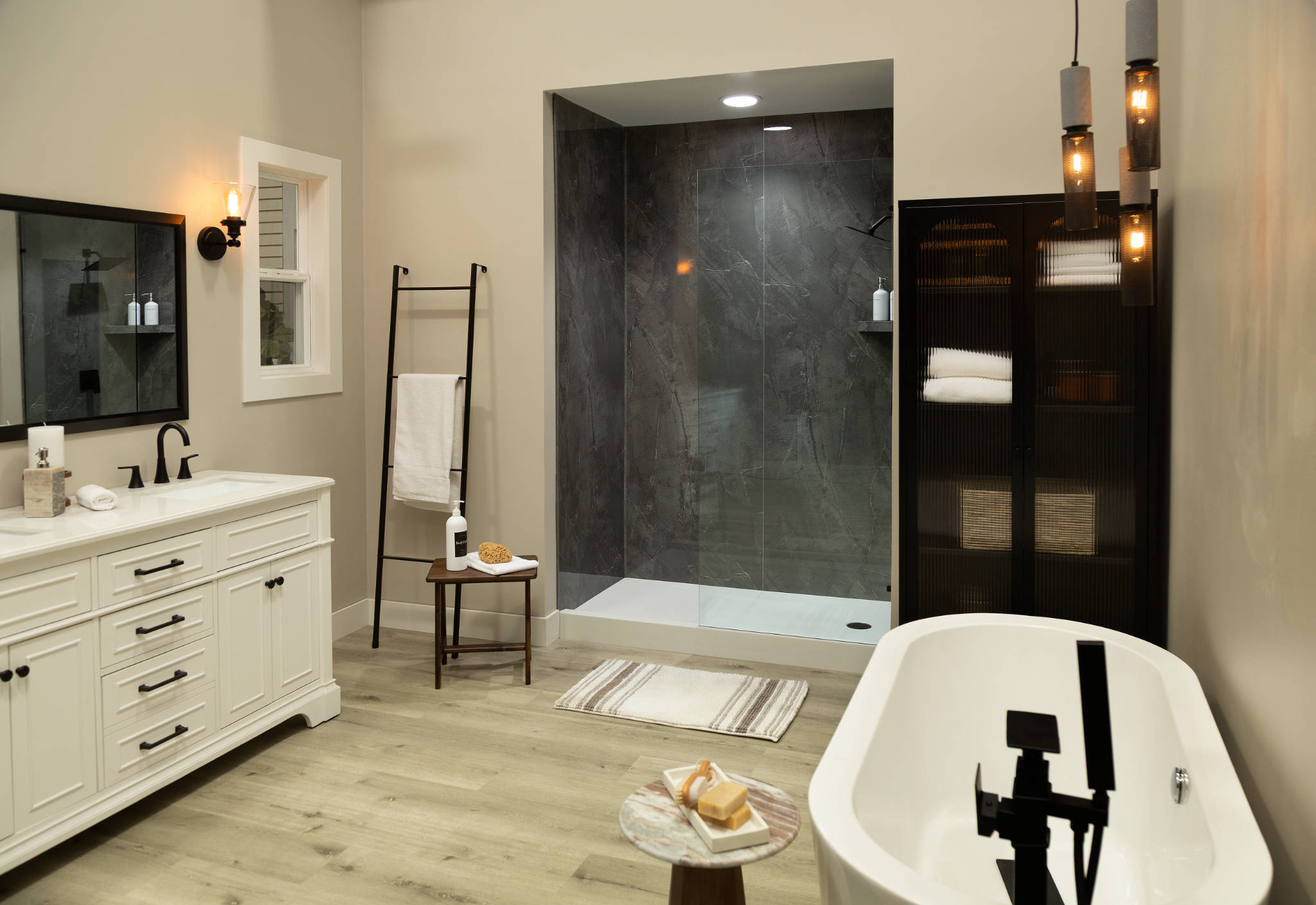 Cracked Slate Gloss Shower Wall Kit 32x60x94 | Tile Masters
