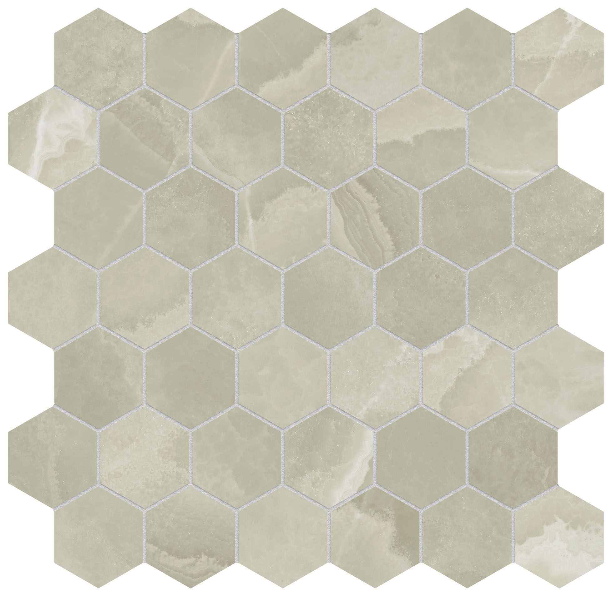 Lustra 2" Hex Onyx Sage Honed | Tile Masters