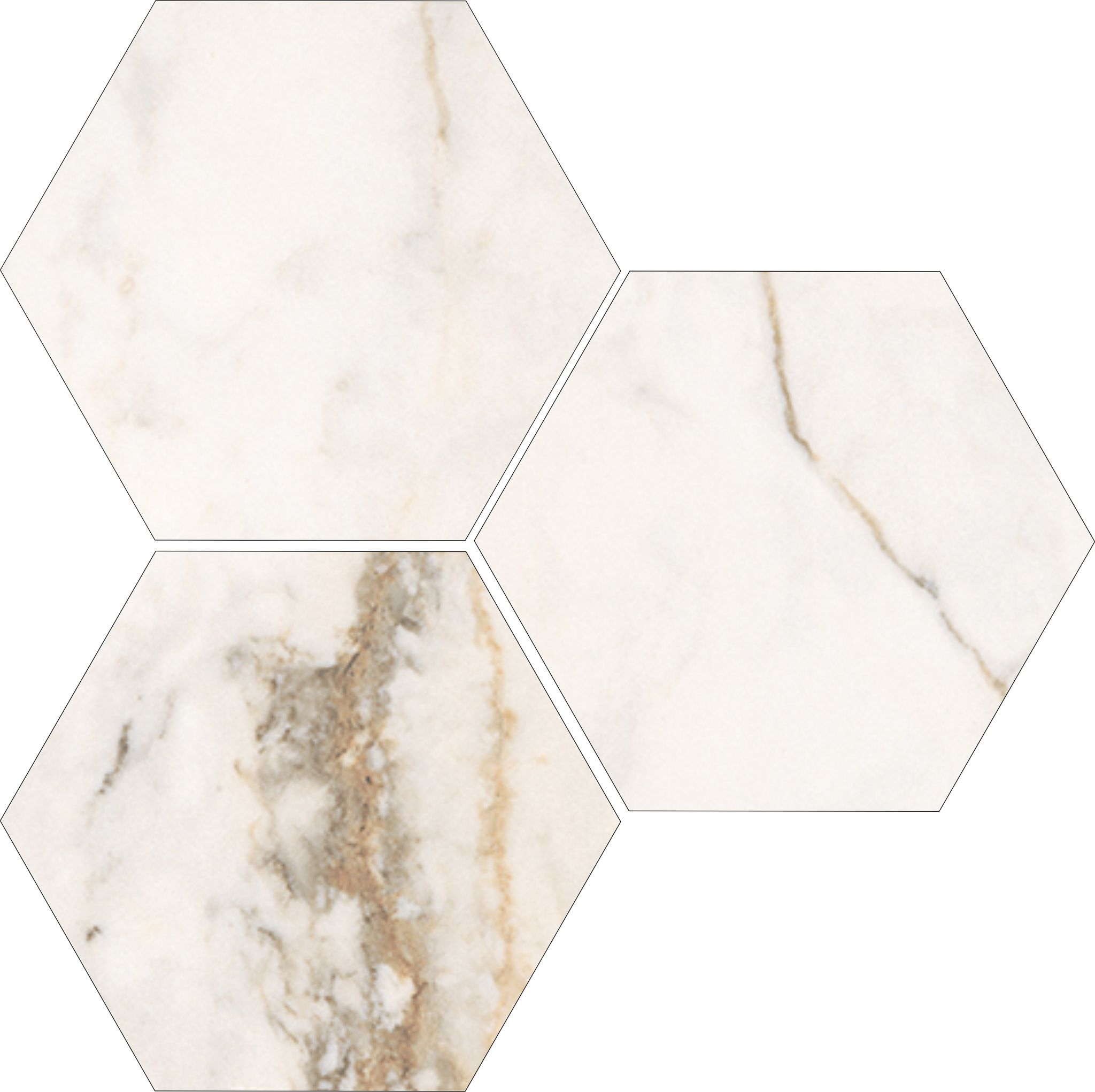 Treasure II Perfect Calacatta 6" Hex Carved | Tile Masters